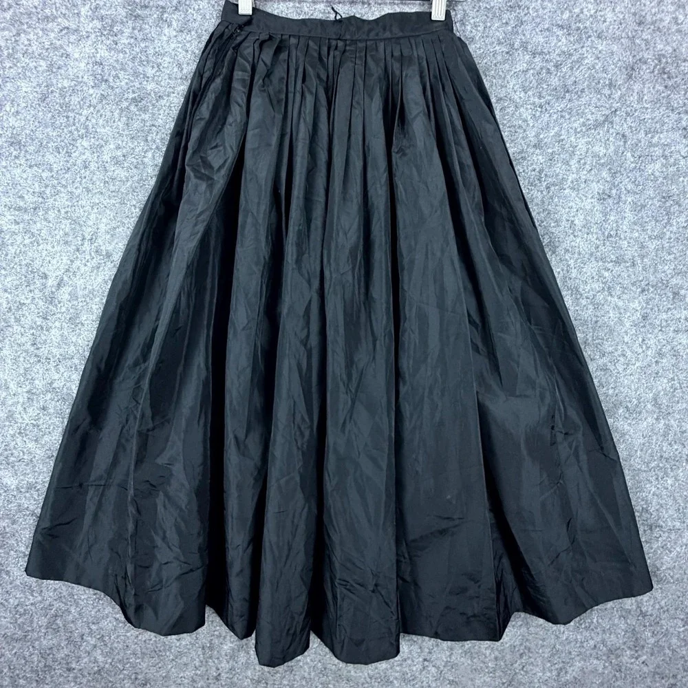 Vintage Evan-Picone Caine Twirl Skirt Womens 4 Black Pleated Formal Goth Glam